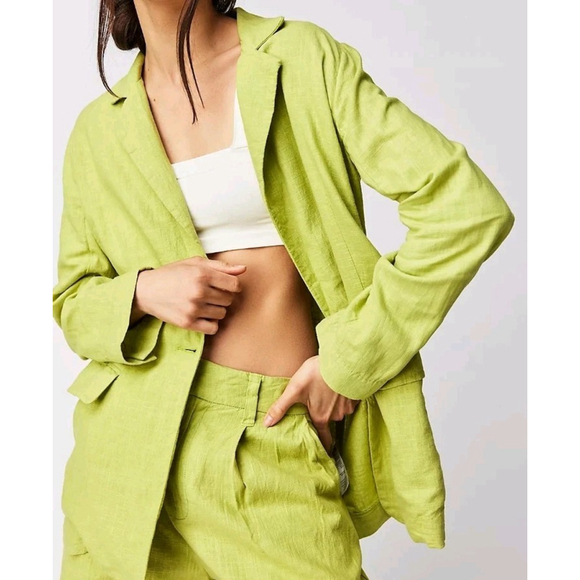 Free People Jackets & Blazers - FREE PEOPLE Good Lookin' Minimalistic One Button Linen Blazer Size 6